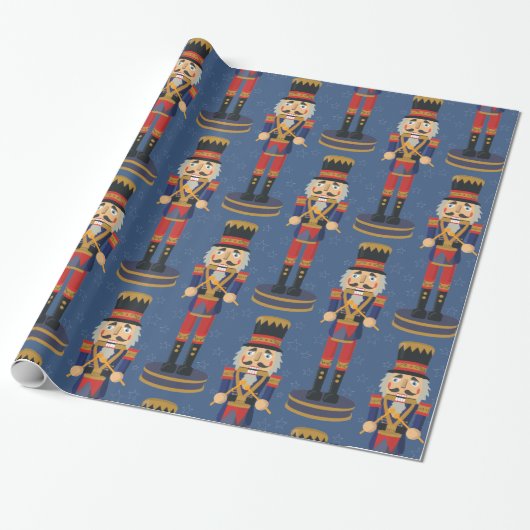 Nutcracker Speelgoed Soldier Drummer Blue Pattern Cadeaupapier (Uitgerold)