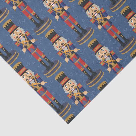 Nutcracker Speelgoed Soldier Drummer Blue Pattern Tissuepapier (Detail)