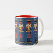 Nutcracker Speelgoed Soldier Drummer Blue Pattern Tweekleurige Koffiemok (Voorkant rechts)