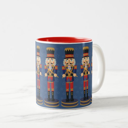 Nutcracker Speelgoed Soldier Drummer Blue Pattern Tweekleurige Koffiemok (Voorkant rechts)