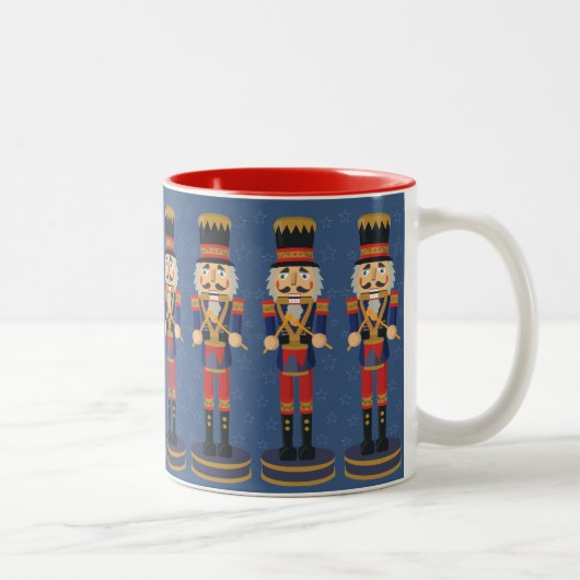 Nutcracker Speelgoed Soldier Drummer Blue Pattern Tweekleurige Koffiemok (Rechts)
