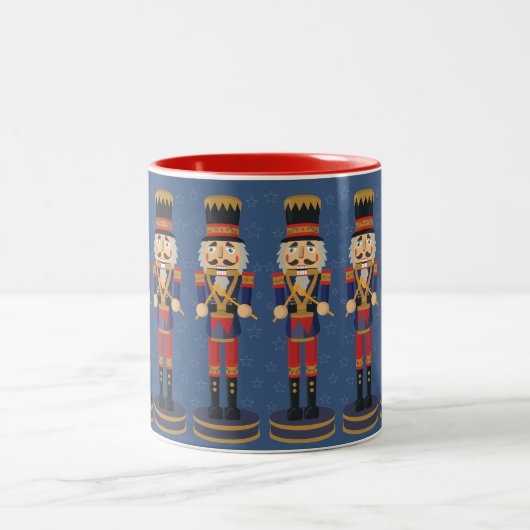 Nutcracker Speelgoed Soldier Drummer Blue Pattern Tweekleurige Koffiemok (Center)