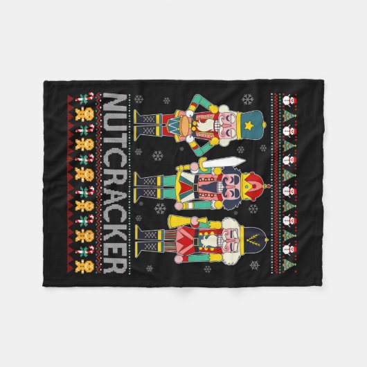 Nutcracker Squad Shirt Funny Ugly KerstSweate Fleece Deken (Voorkant (Horizontaal))