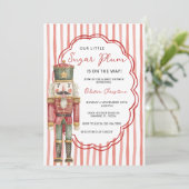 Nutcracker Stripes Winter Ballet Baby Shower Kaart (Staand voorkant)