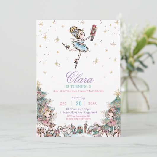 Nutcracker Sugar Plum Fairy Kerstmis Kaart (Staand voorkant)