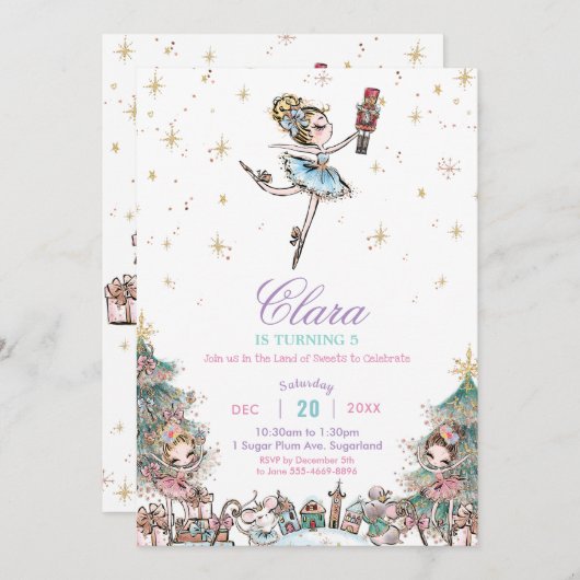 Nutcracker Sugar Plum Fairy Kerstmis Kaart (Voorkant / Achterkant)