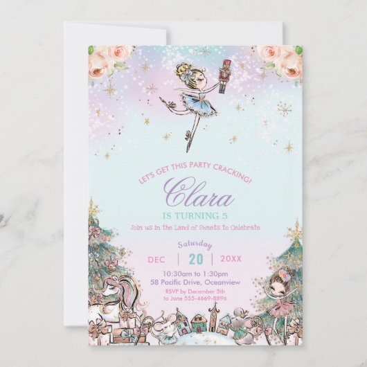 Nutcracker Sugar Plum Fairy Kerstmis Kaart (Voorkant)