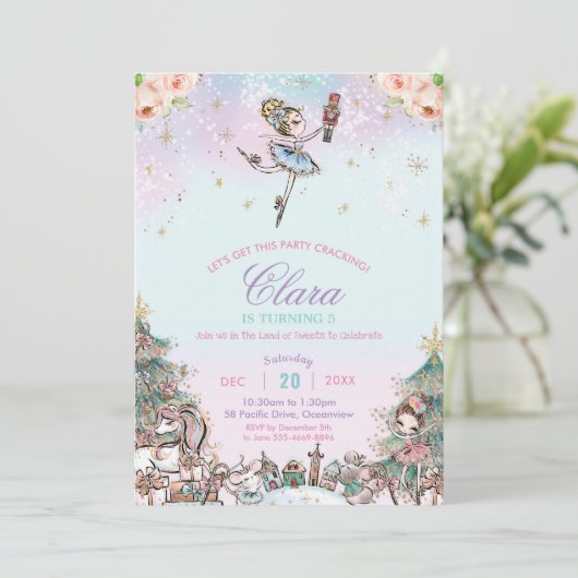 Nutcracker Sugar Plum Fairy Kerstmis Kaart (Staand voorkant)