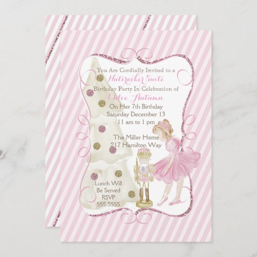 Nutcracker Suite Invitation Kaart (Voorkant / Achterkant)