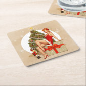 Nutcracker Sweet Retro Pin-up Kerst Coaster Kartonnen Onderzetters (Schuin)