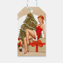Nutcracker Sweet Retro Pin-up Kerstcadeau-etikette Cadeaulabel