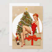 Nutcracker Sweet Retro Pinup Christmas Card Feestdagenkaart (Voorkant / Achterkant)