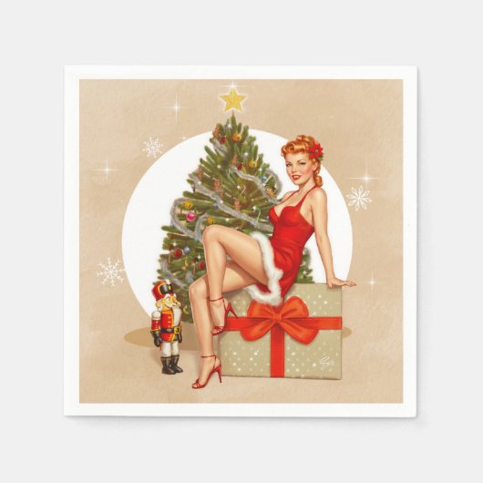 Nutcracker Sweet Retro Pinup Christmas Napkins Servet (Voorkant)
