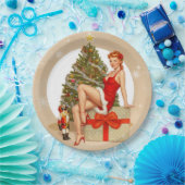 Nutcracker Sweet Retro Pinup Christmas Paper Plate Papieren Bordje (Feest)