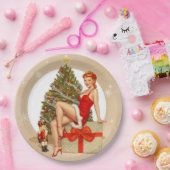 Nutcracker Sweet Retro Pinup Christmas Paper Plate Papieren Bordje (Feest)