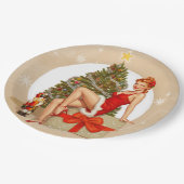Nutcracker Sweet Retro Pinup Christmas Paper Plate Papieren Bordje (Gekanteld)