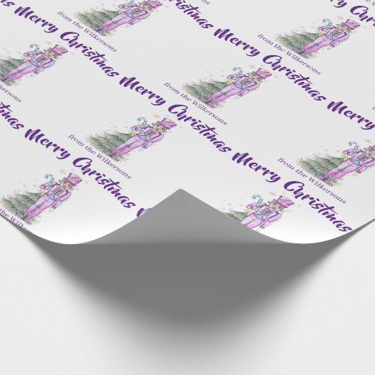 Nutcracker Thema Eigen naam Paarse Kerstmis Cadeaupapier (Hoek)