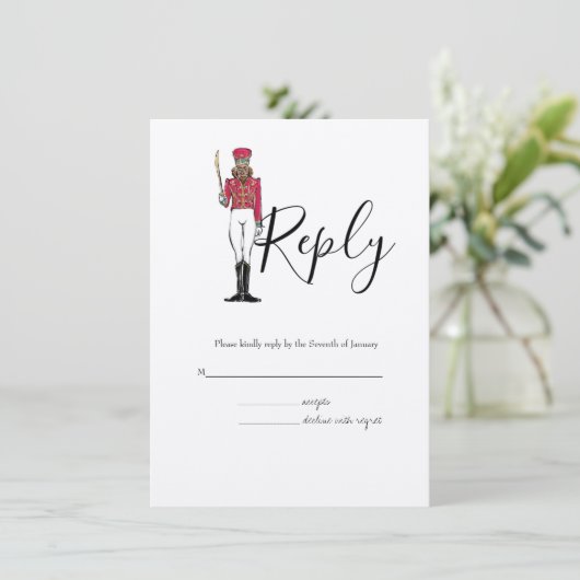 Nutcracker ThMED RSVP Wedding Informatiekaartje (Staand voorkant)