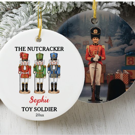 Nutcracker Toy Soldier Custom Name & Photo Keramisch Ornament