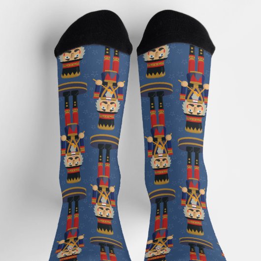 Nutcracker Toy Soldier Drummer Blue Christmas Sokken (Top)