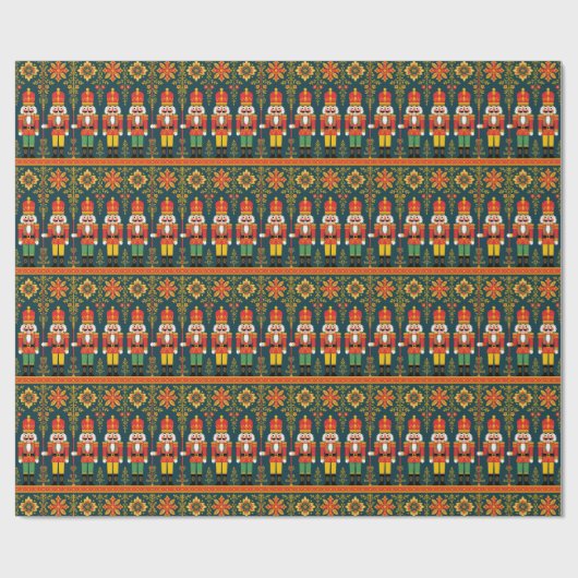 Nutcracker Toy Soldier Pattern Christmas Cadeaupapier (Vlak)