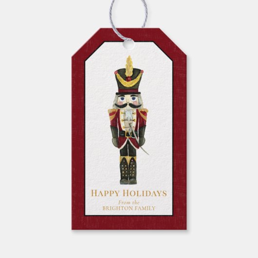 Nutcracker Traditional Christmas Personalized Red  Cadeaulabel (Voorkant)