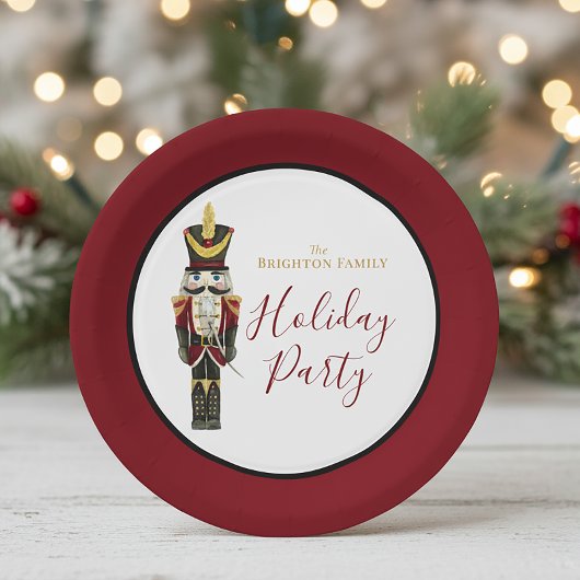 Nutcracker Traditionele Feestdagen Kerstmis Rood Papieren Bordje