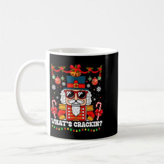 Nutcracker What's Crackin Funny Christmas Men Wome Koffiemok (Links)