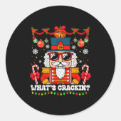 Nutcracker What's Crackin Funny Christmas Men Wome Ronde Sticker (Voorkant)