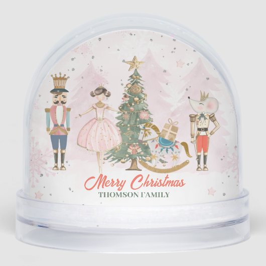 Nutcracker Whimsical Pastel Christmas family kids Sneeuwbol (Voorkant)