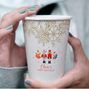 Nutcracker Winter Ballet Gold Snowflake Birthday Papieren Bekers