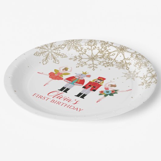 Nutcracker Winter Ballet Gold Snowflake Birthday Papieren Bordje (Gekanteld)