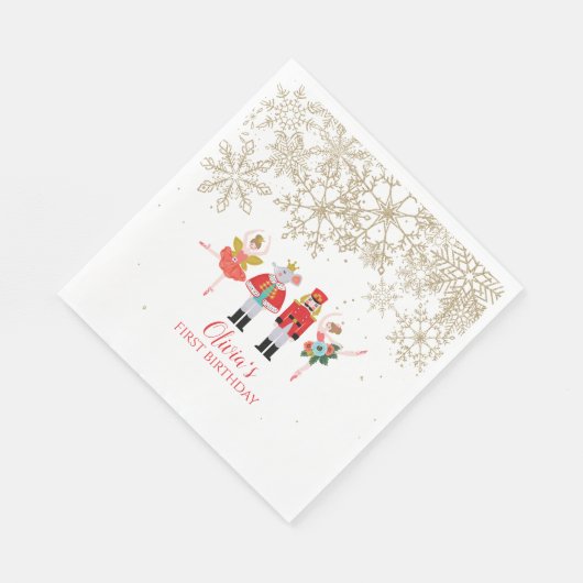 Nutcracker Winter Ballet Gold Snowflake Birthday Servet (Hoek)