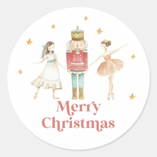 Nutcracker Winter Ballet Kerstmis Ronde Sticker (Voorkant)
