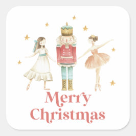 Nutcracker Winter Ballet Kerstmis Vierkante Sticker