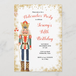 Nutcracker Winter Birthday Boy Invitation Kaart