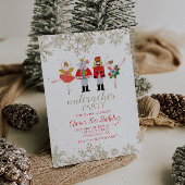 Nutcracker Winter Birthday Red en Gold Invitation Kaart