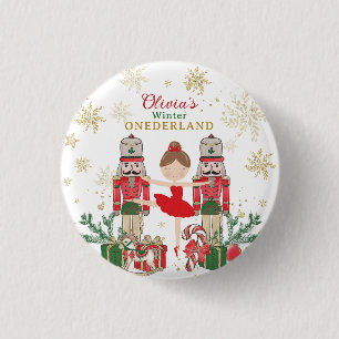 Nutcracker Winter Onederland 1e verjaardag Rood Ronde Button 3,2 Cm