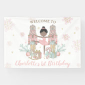 Nutcracker Winter Onederland 1st Birthday Backdrop Spandoek (Horizontaal)