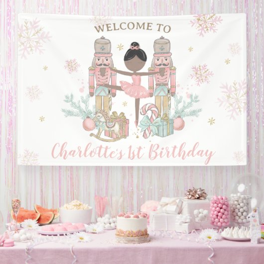 Nutcracker Winter Onederland 1st Birthday Backdrop Spandoek (Feest)