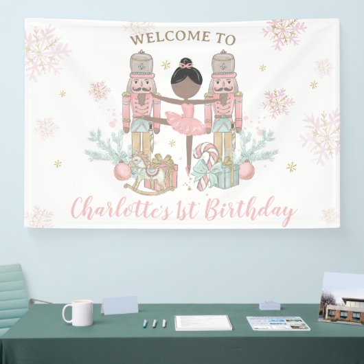 Nutcracker Winter Onederland 1st Birthday Backdrop Spandoek (Beurs)