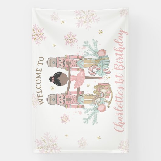 Nutcracker Winter Onederland 1st Birthday Backdrop Spandoek (Verticaal)