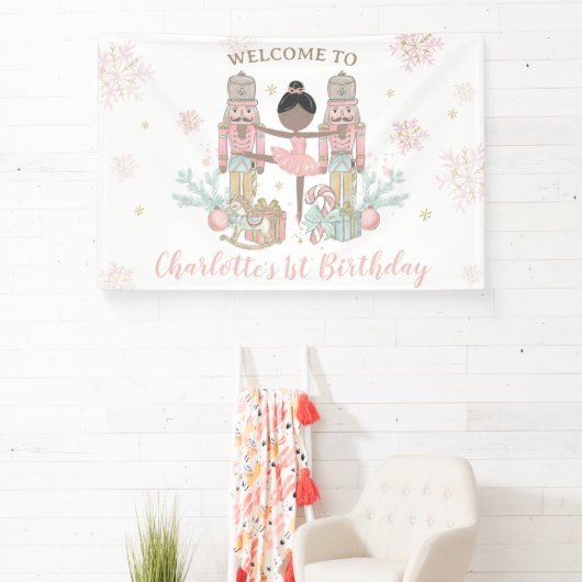 Nutcracker Winter Onederland 1st Birthday Backdrop Spandoek (Insitu)