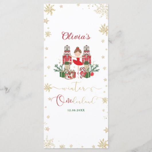 Nutcracker Winter Onederland 1st Birthday Menu (Achterkant)