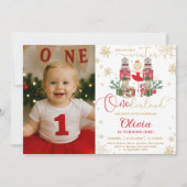 Nutcracker Winter Onederland 1st Birthday Photo Kaart (Voorkant)