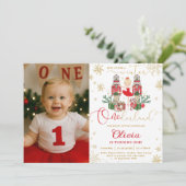 Nutcracker Winter Onederland 1st Birthday Photo Kaart (Staand voorkant)
