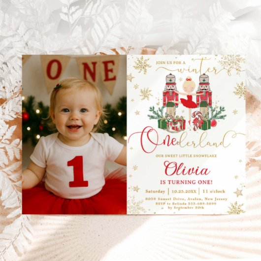Nutcracker Winter Onederland 1st Birthday Photo Kaart