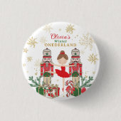 Nutcracker Winter Onederland 1st Birthday Red Ronde Button 3,2 Cm (Voorkant)