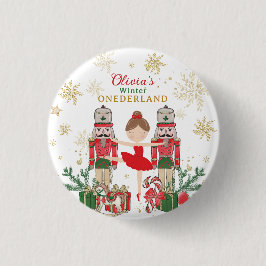 Nutcracker Winter Onederland 1st Birthday Red Ronde Button 3,2 Cm