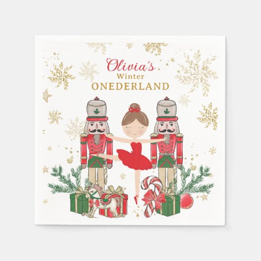 Nutcracker Winter Onederland 1st Birthday Red Servet (Voorkant)